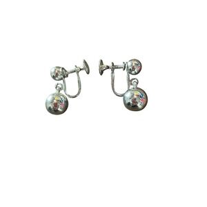 Avon Dazzling Clip Hoops‎ Earrings Vintage Crystal Silver Tone Ball Drop 1992